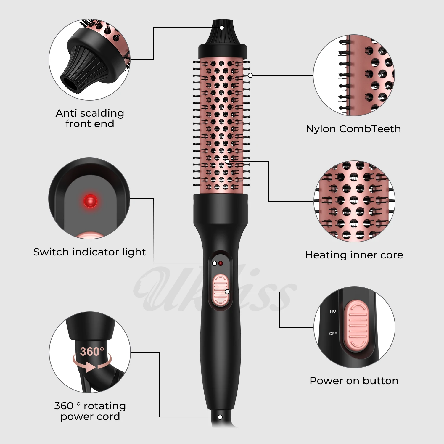 Thermal Brush One-Step Hot Air Brush Volumizer Styler Hair Curler Straightener Hair Heating Straightening Styling Curling Iron