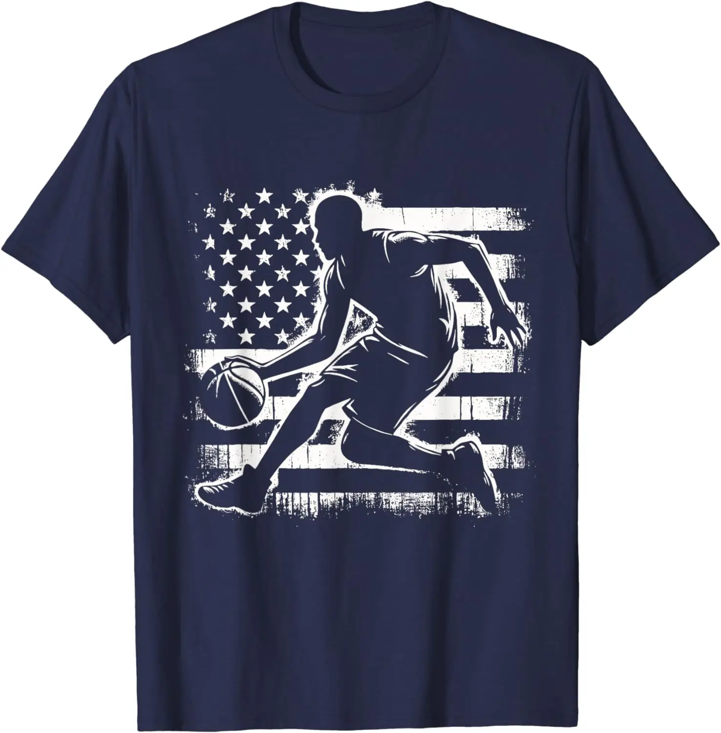 Baseketball Player Sports USA Flag for Men Boys Girls Women T-Shirt Cotton Breathable Soft Material Graphic T Shirts