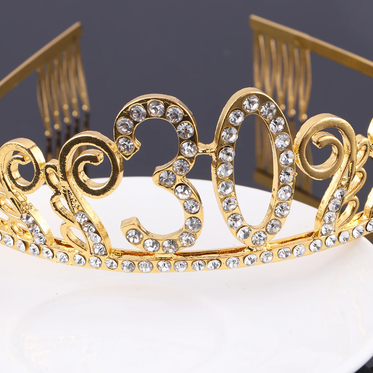 

Birthday Crown Hair Comb Rhinestone Tiara Crystal Headband Alloy Anti-Allergic Dance Party Accessory for Women Girls