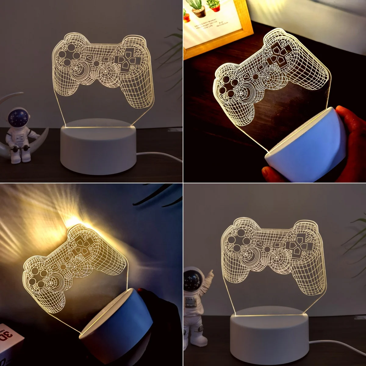 1pcs gamepad 3D night light, USB interface, festive party atmosphere decoration night light, bedroom companion sleeping light.