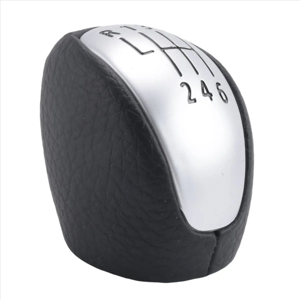 #63F 6 Speed Car Gear Shift Knob PU Leather for Renault/Laguna Mk3 2007,Lever Shifter Hand Ball,(silver & black)