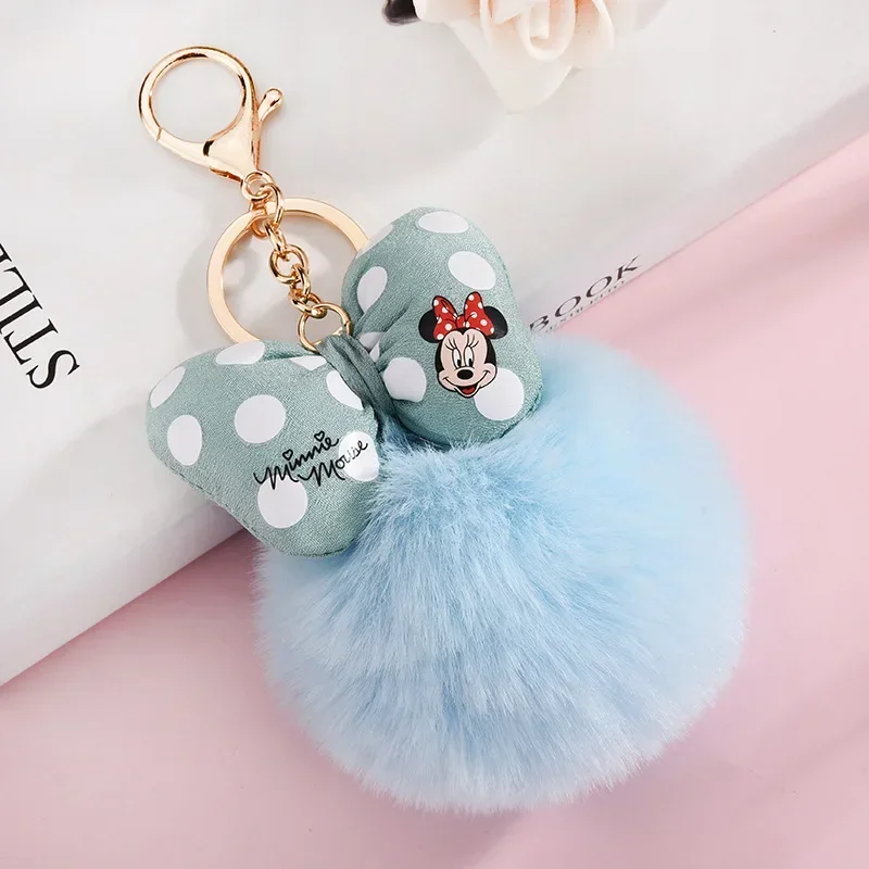 2 sztuk Disney Minnie Mickey Mouse pluszowe breloki kokardka z kreskówek pompon brelok wisiorek ozdoba do torby zabawki akcesoria dziewczęce prezenty