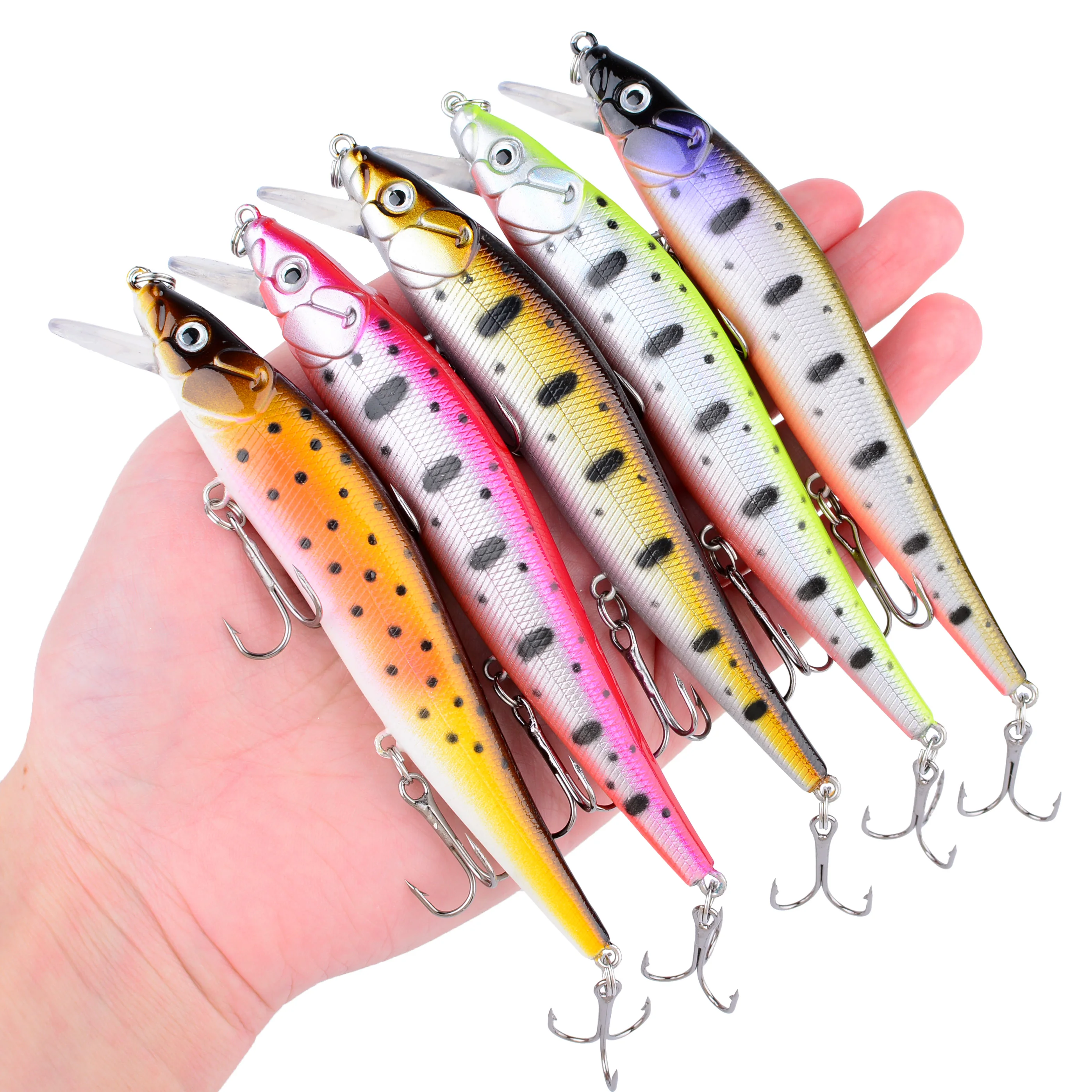 Wobler Minnow Crankbait de plástico duro para trucha y lubina