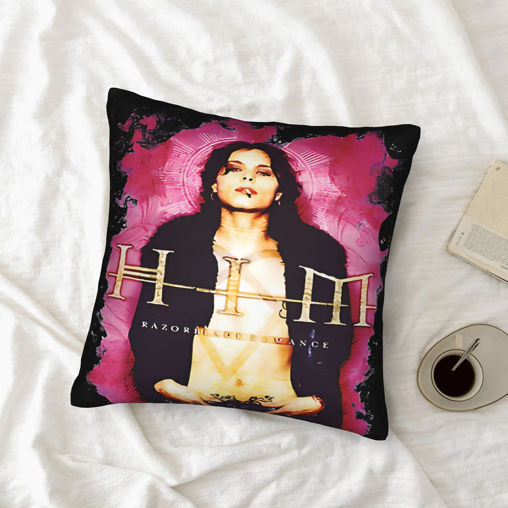 1pc Michael Jackson HIM Razorblade Romance Gothic Rock Band Album Throw Pillow Cover 2D Double-Side Print Polyester for Rock Lov