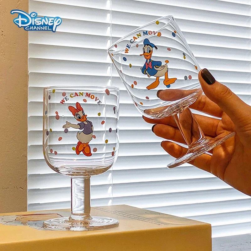 Disney Mickey Minnie Glass Mugs Goblet Kawaii Donald Daisy Duck Men Women Luxury Milk Juice Cups Home Crystal Cup Kids Water Cup