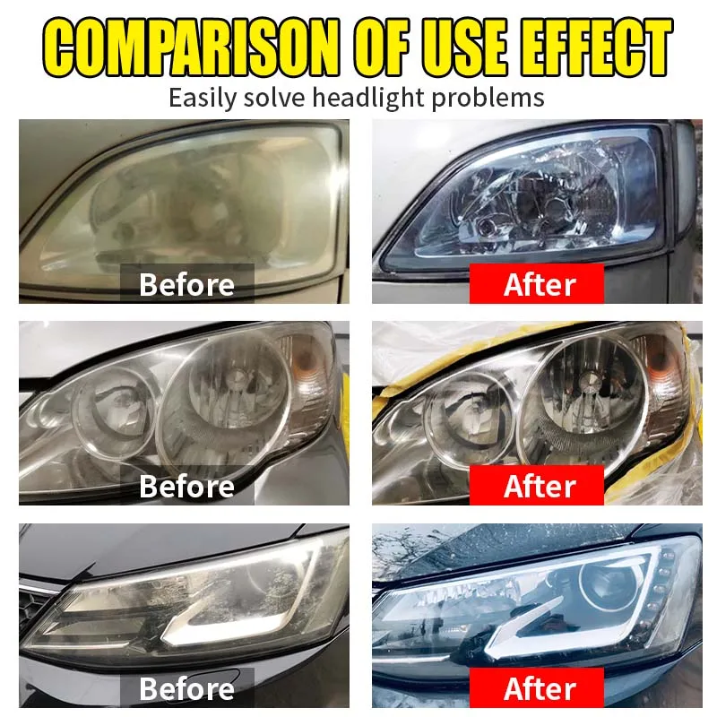 KJM Autokoplampherstelkit Vergeling Verwijderingsvloeistof Verbeter de helderheid van de straal en helderheid Eenvoudige toepassing voor alle voertuigen