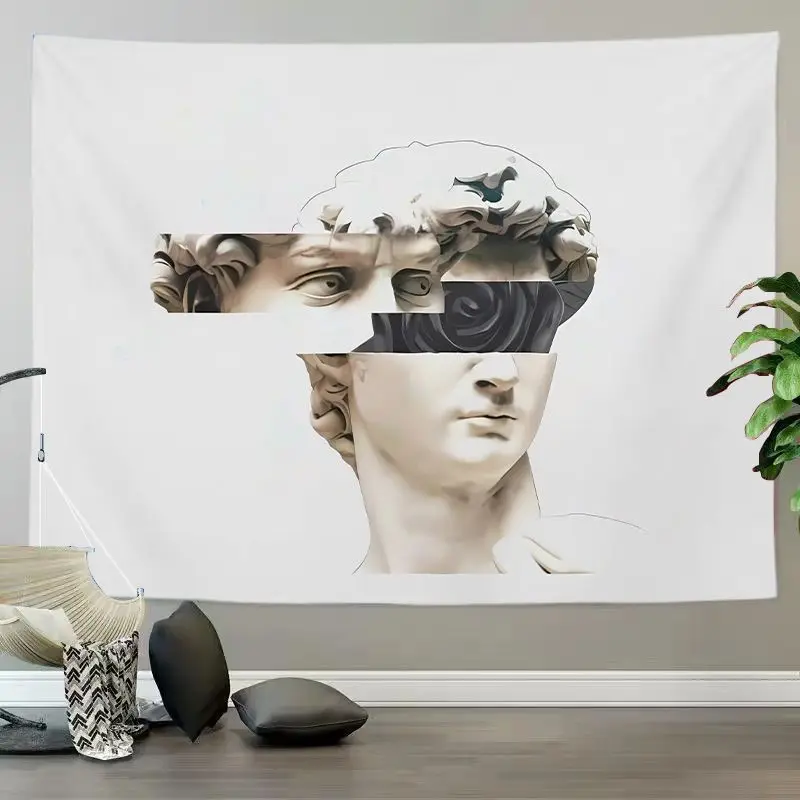 VIKAMA Michelangelo David Sculpture Black Tapestry Home Art Piece Wall Decor Bedroom Living Room Classical Artwork Soft Durable