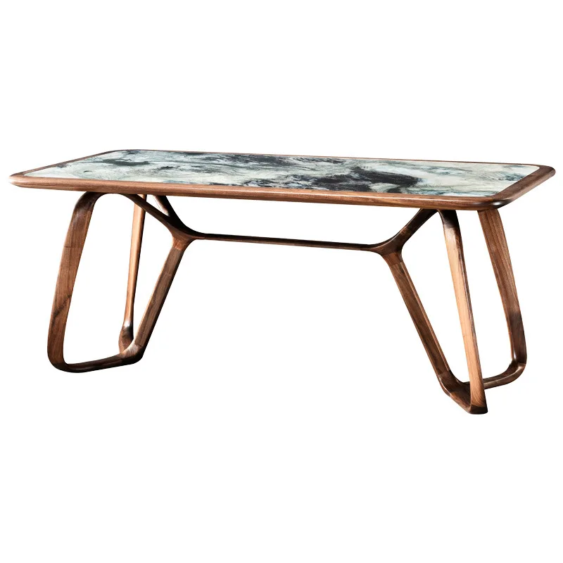 

All solid wood furniture simple dining table modern home Japanese black walnut minimalist restaurant overall