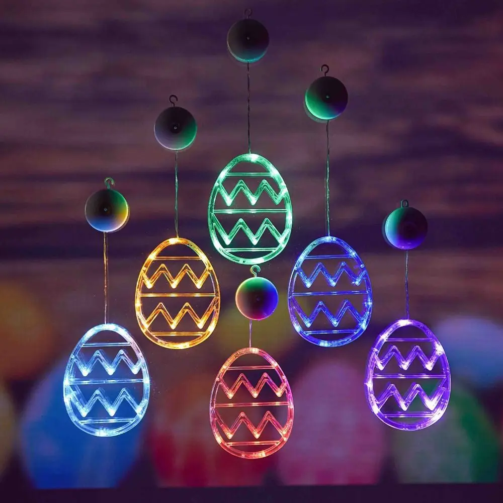 

New Plastic Easter Window Lights Multicolor Lightweight Egg Suction Cup Light Wall Hanging Atmosphere Light Indoor Home