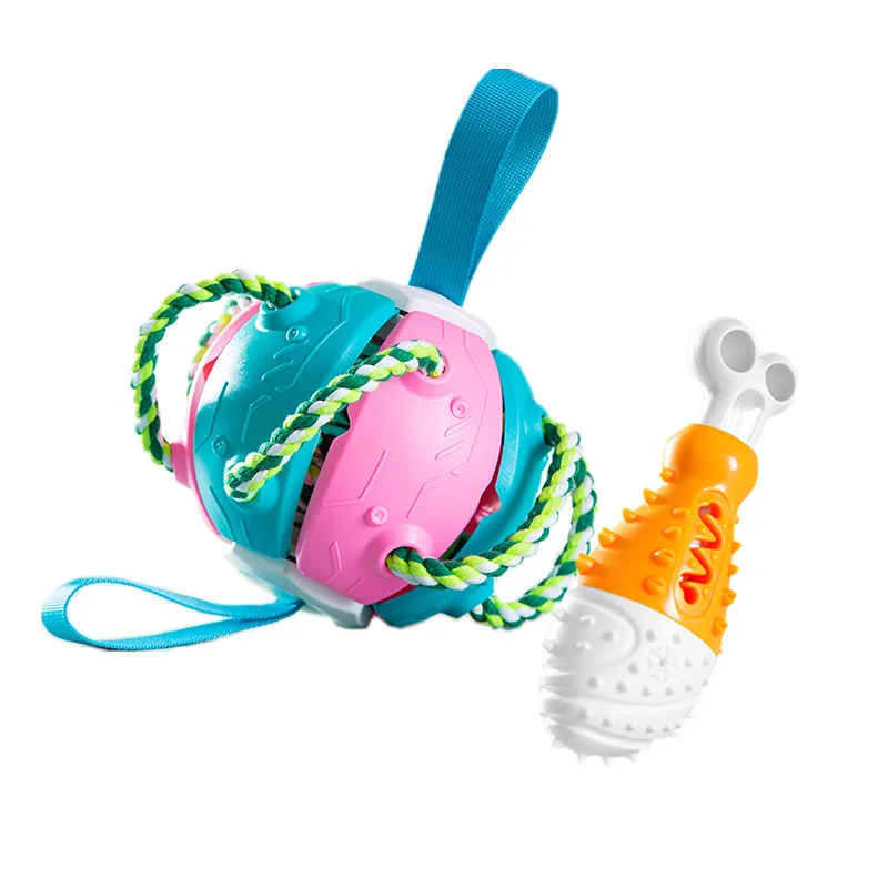 Dog Toys Knot Rope Ball Cotton Soccer Ball with Straps Dumbbell Puppy Cleaning Teeth Toy Durable Pet Football Dog Accessories