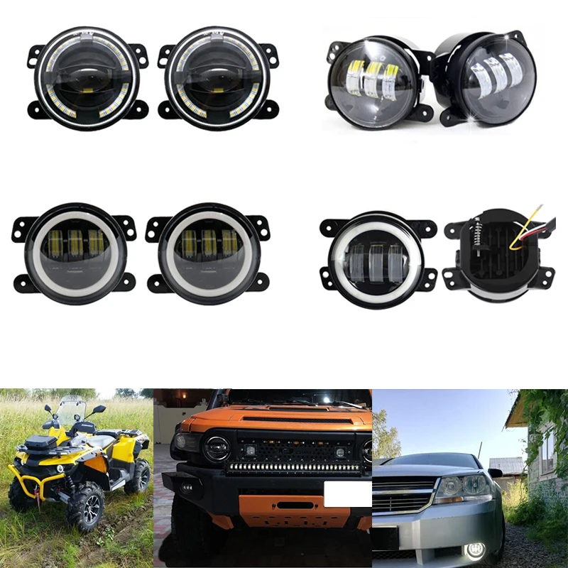 

4-дюймовые круглые светодиодные противотуманные фары белые DRL внедорожные фары для Jeep JK TJ LJ Grand Cherokee ATV