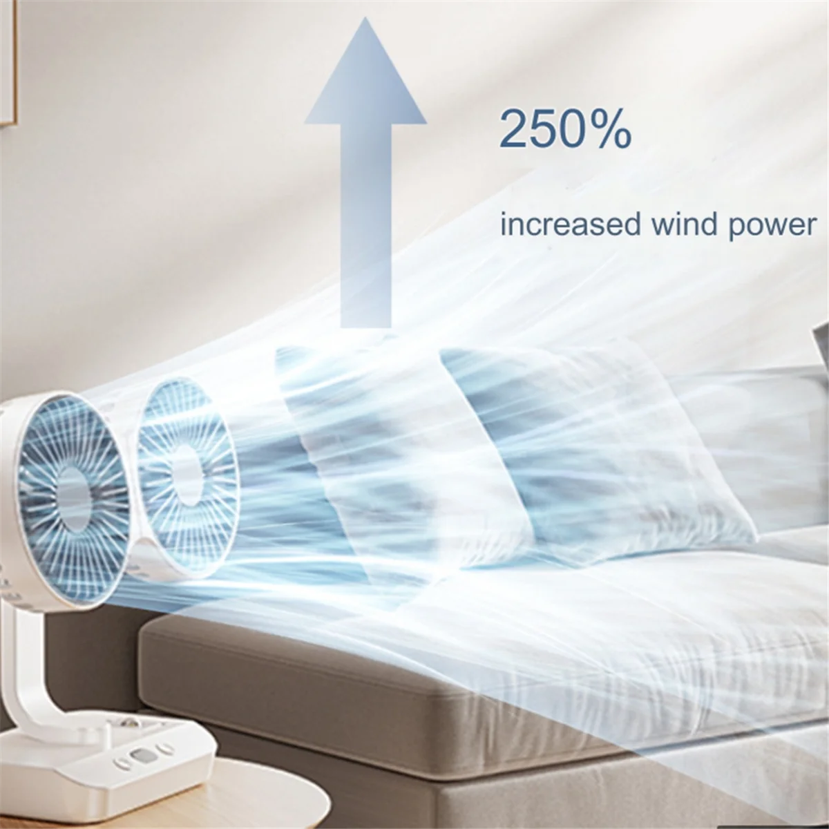 Ventilador de doble cara, ventilador Dual oscilante de escritorio, ventilador oscilante de escritorio doble, recargable por USB, viento de 4 engranajes