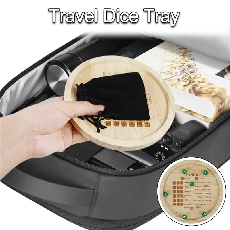 ABLU-Dice Game Tray Деревянная классическая игра в кости с подносом Dice Dish Семейная игра Захватывающие игры для взрослых и детей В комплект входят шесть игральных костей
