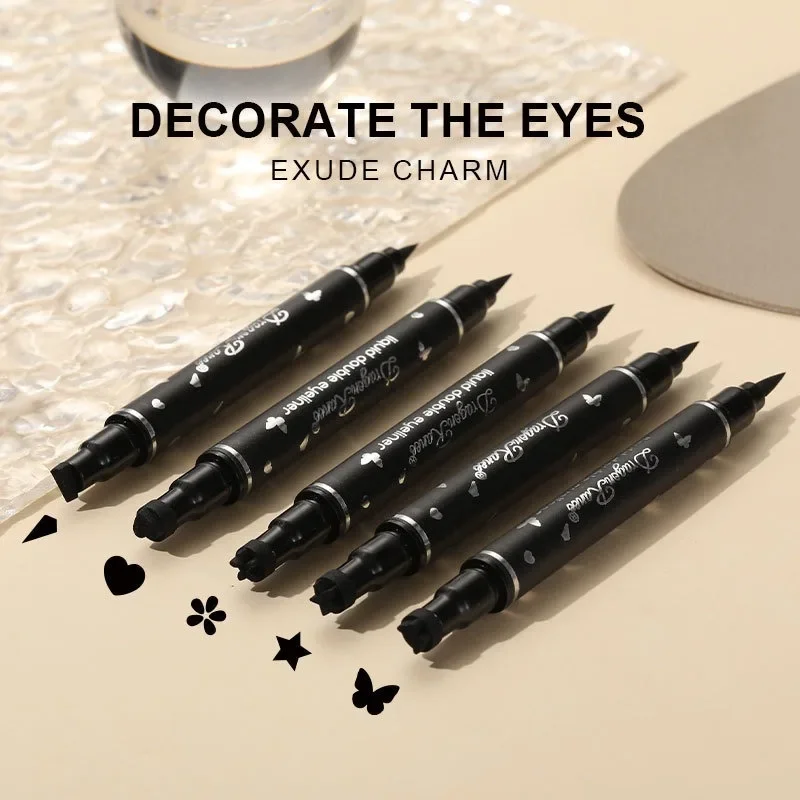 Dragon Ranee 5PCS/Set Double Head Black Seal Eyeliner Waterproof Quick Dry Star Liquid Eye liner Stamp Pen Make Up Cosmetics