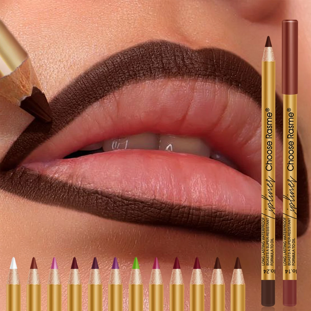 12-kolorowy matowy konturówka do ust, powiększa usta, długotrwała, wodoodporna, odporna na rozmazywanie, niezbędna na randki i imprezy.