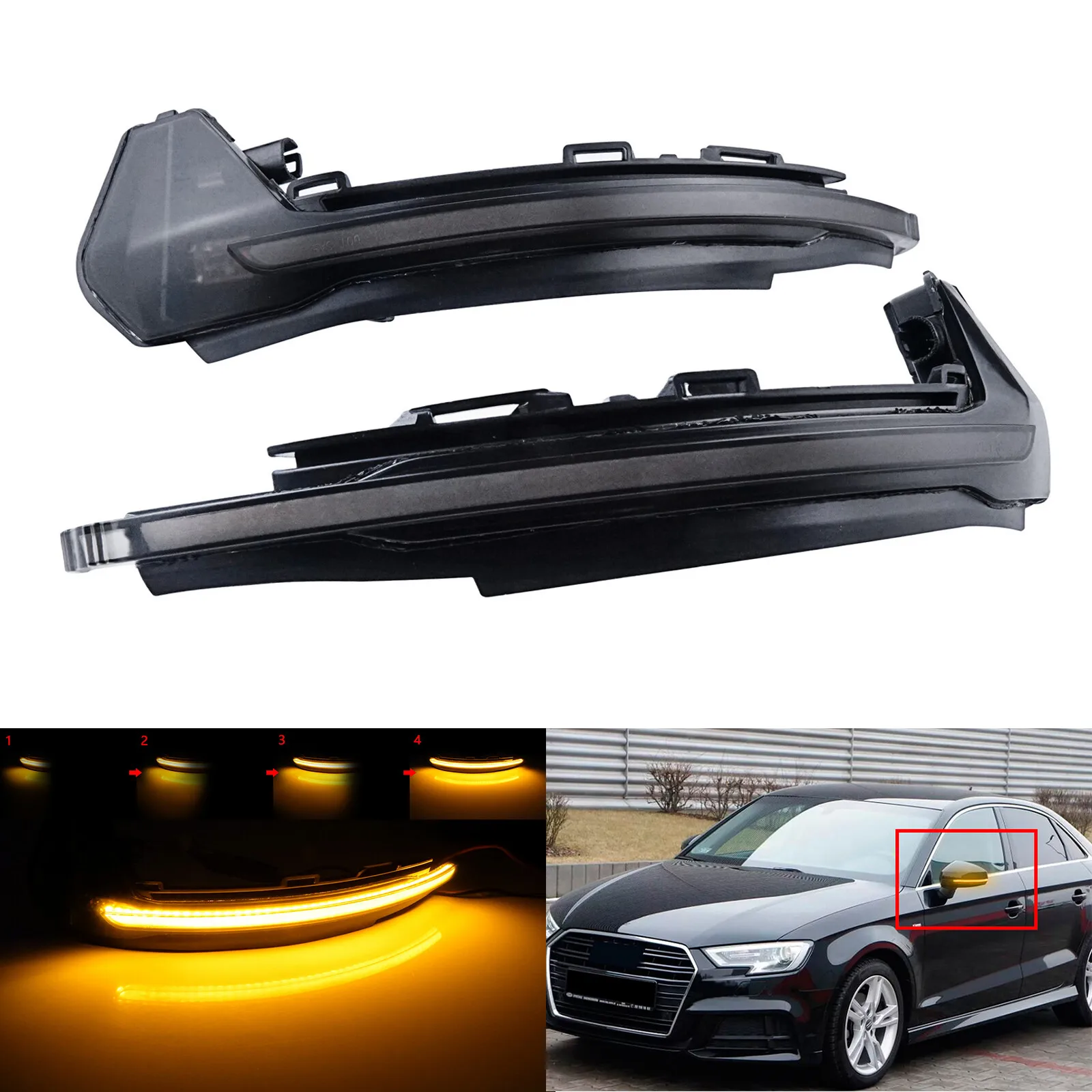 L + R LED ديناميكية الجانب مرآة الرؤية الخلفية مؤشر متتابعة بدوره مصباح إشارة لأودي A1 8X هاتشباك 2010-2018 تشغيل الإضاءة