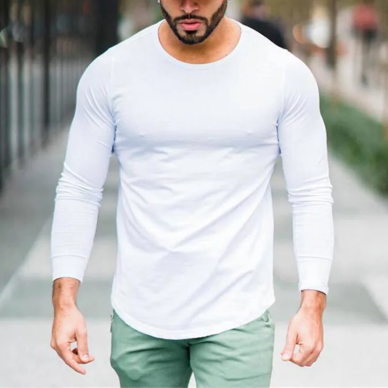 Spring Autumn Long Sleeve T-shirts Men O-Neck Collar Cotton T Shirts Men Fashion Casual Comfortable Solid Classic T-Shirts Men