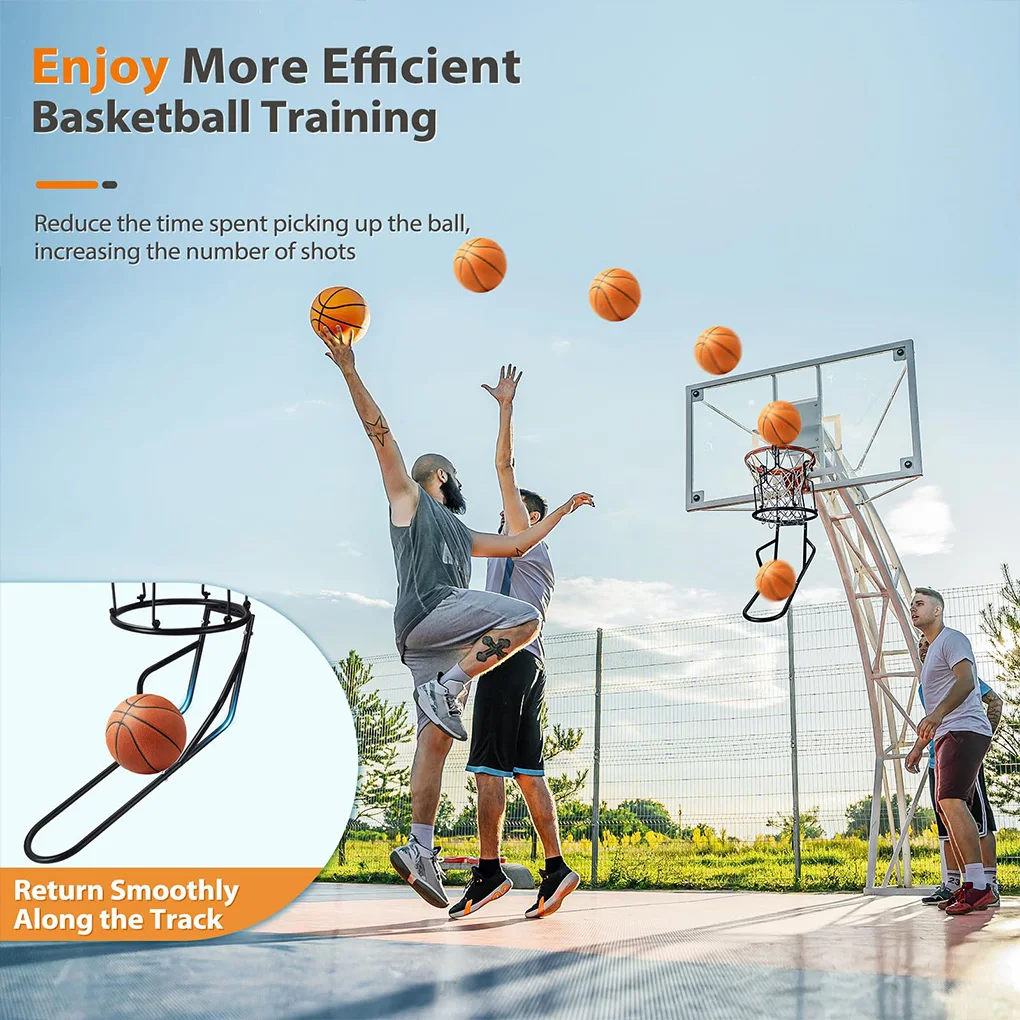 อุปกรณ์ยึดบาสเก็ตบอล อุปกรณ์บาสเก็ตบอล อุปกรณ์ช่วยฝึกซ้อมการส่งคืนลูกบอลพร้อมตะขอขนาดใหญ่ที่มีเสถียรภาพ 3 อันสำหรับกลางแจ้ง