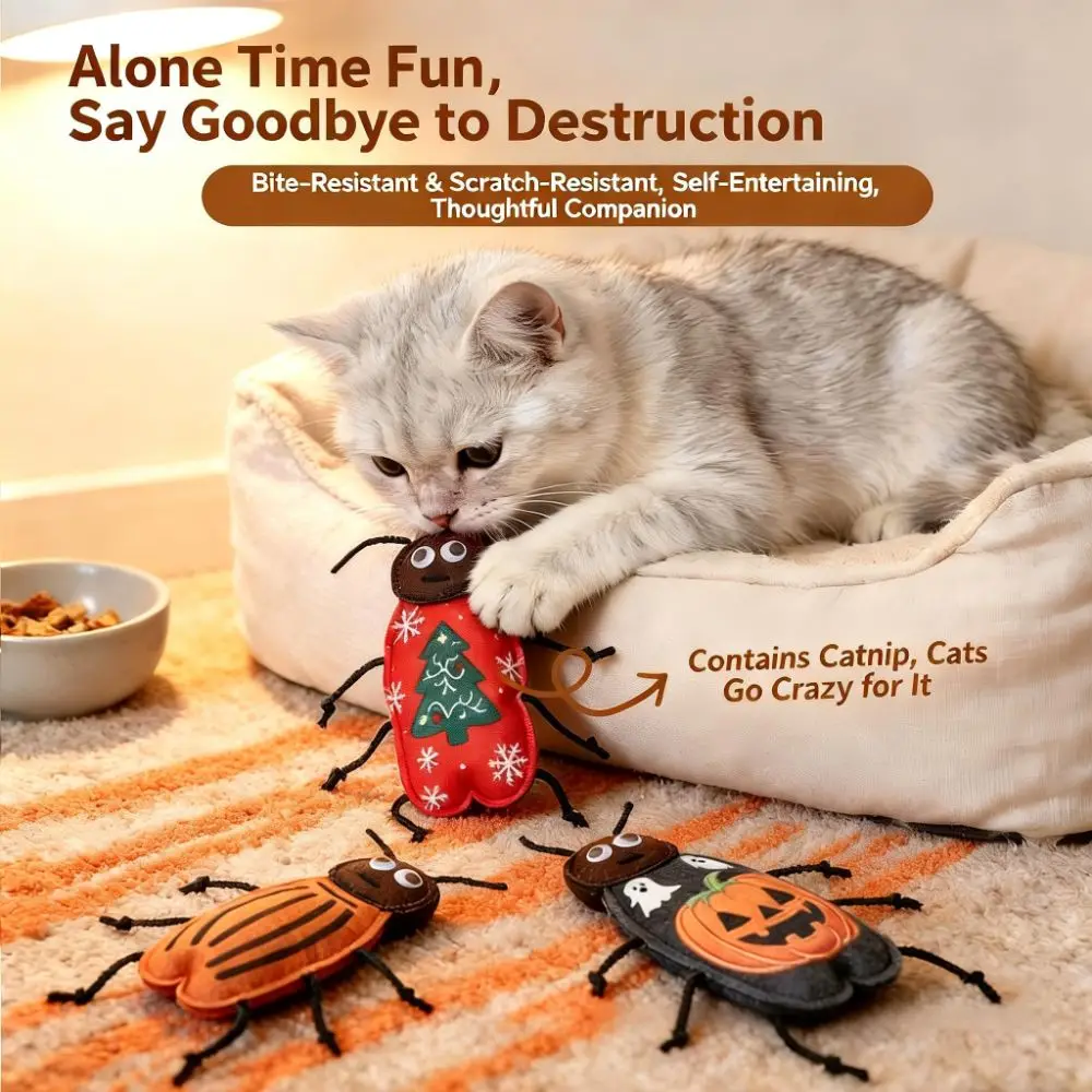 Soft Felt Material Imitation Cockroach Cat Insect Self Entertainment Cat Mint Bite Resistant Interactive Cat