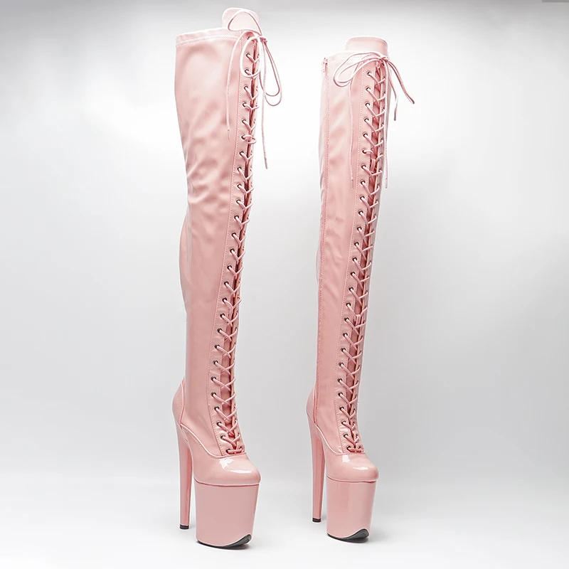 

Leecabe 20CM/8inches Patent Upper exy exotic young trend fashion boots High Heel platform Pole Dance boot