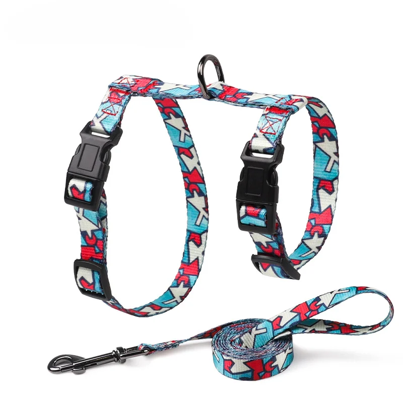 Adjustable Cat Harness Cotton Strap Collar with Leash,Cats Outdoor Walking Escape Proof H-Shaped Vest for Large Small Cats,dogs