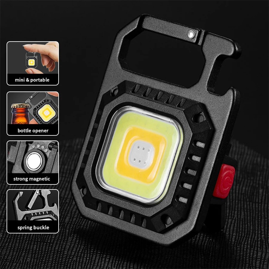 

Multifunctional Portable Lanterns Rechargeable Keychain Light Flashlight Magnetic COB Work Light Outdoor Fishing Camping Lamp