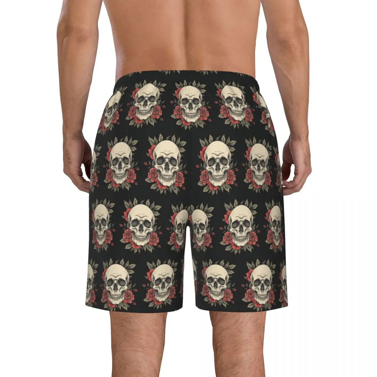 Vintage Grunge Gothic Skull Roses Trunks Beach Board Shorts Casual Quick Dry Swimming Summer Men Pants