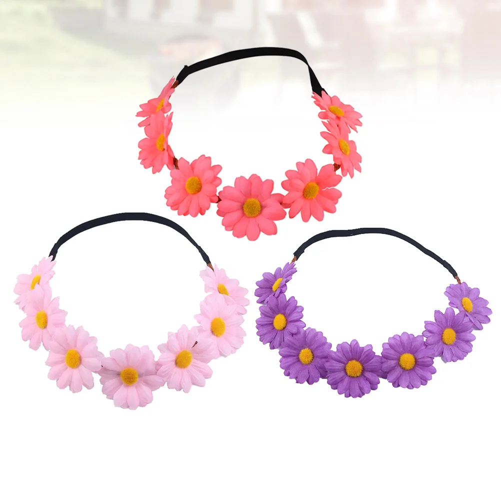 

3 Pcs Girl Headband Hair Simulation Daisy Accessories Bride Chests for Hairpins