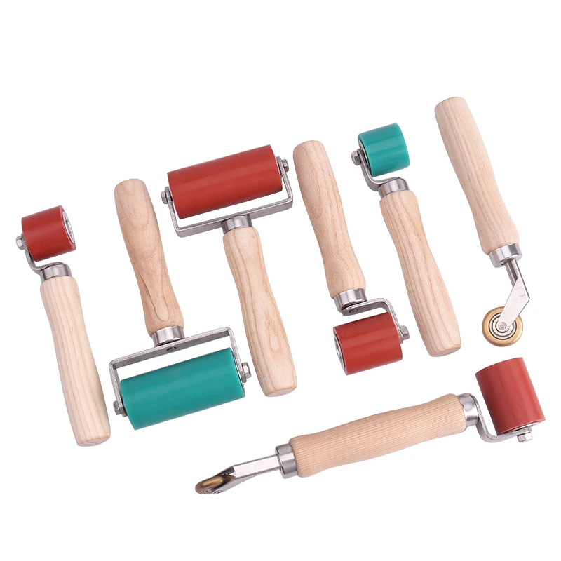 Hand Push Silicone Pressure Roller, Leather Adhesive Laminating & Edge‑Seam Press Tool for Shoe and Bag Making