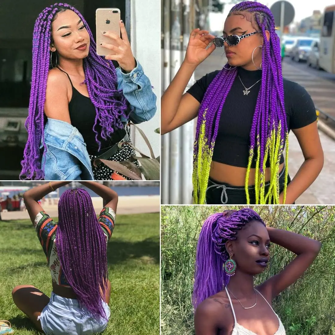 Purple Braiding Hair 14 Inch Short Pre Stretched Hair Straight Yaki Texture Synthetic Hair Extensions Softness,
