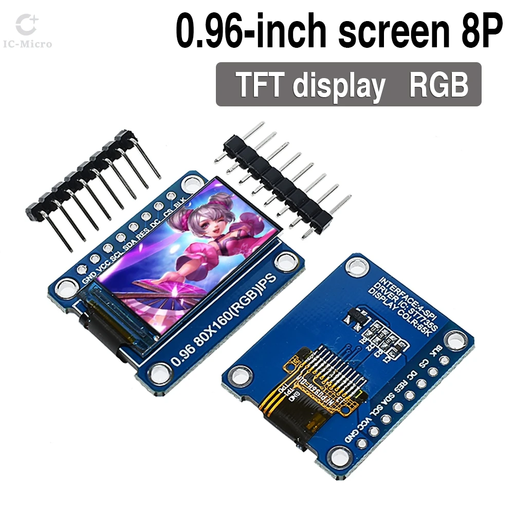 1-20PCS 0.96 Inch IPS Display OLED Module for Arduino 80*160 65K Colorful RGB TFT LCD Board ST7735 ST7735 DIY XCW