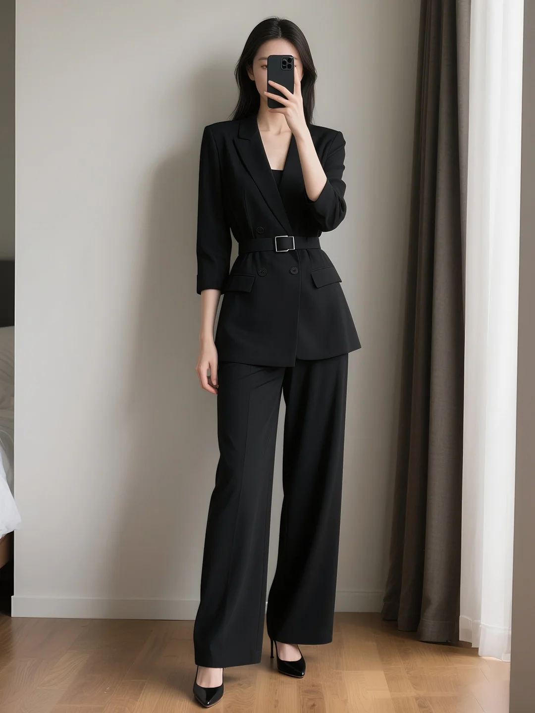 

Ele Early Spring Women's Suit Two-Piece Set Casual Commute Workplace Faion Polyester Fiber Long Pants Jaet