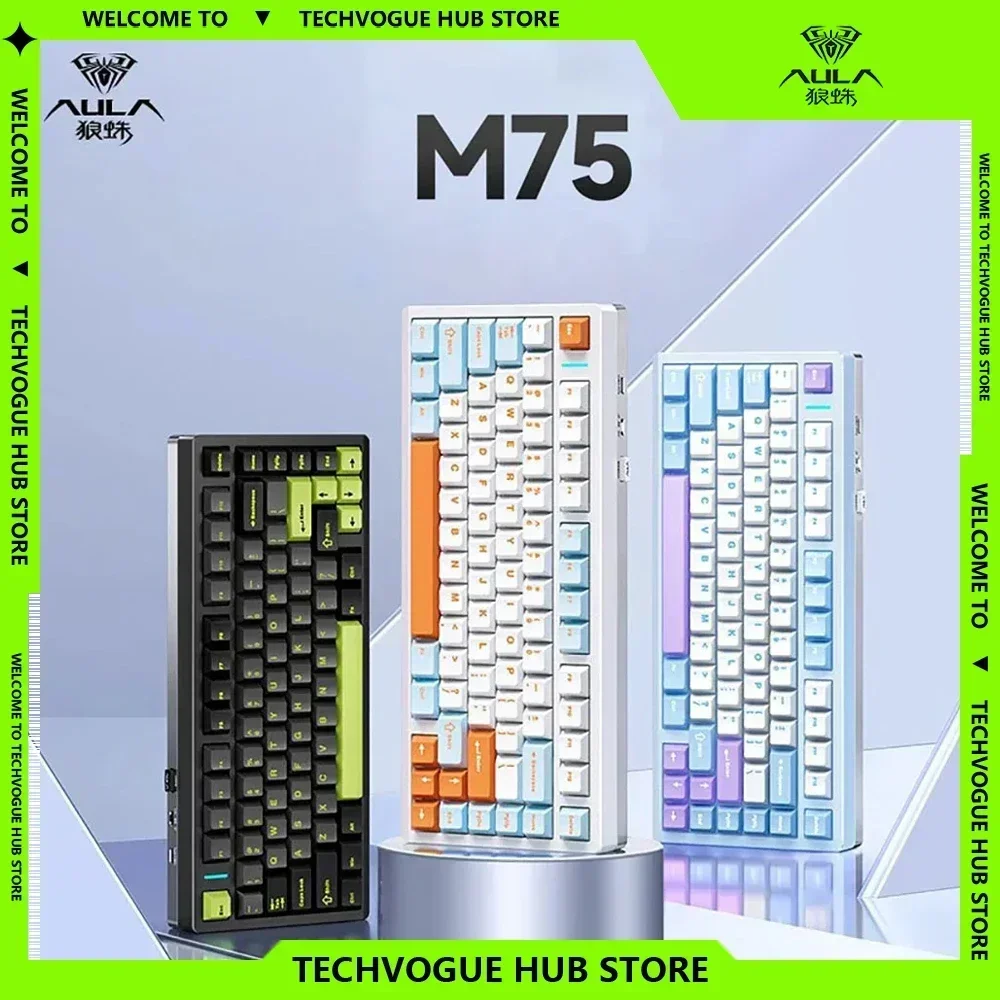 

AULA M75 Wireless Mechanical Keyboard Gaming Aluminum 3 mode Gamer Keyboard GASKET RGB PC Esports Customized Gaming Keyboard