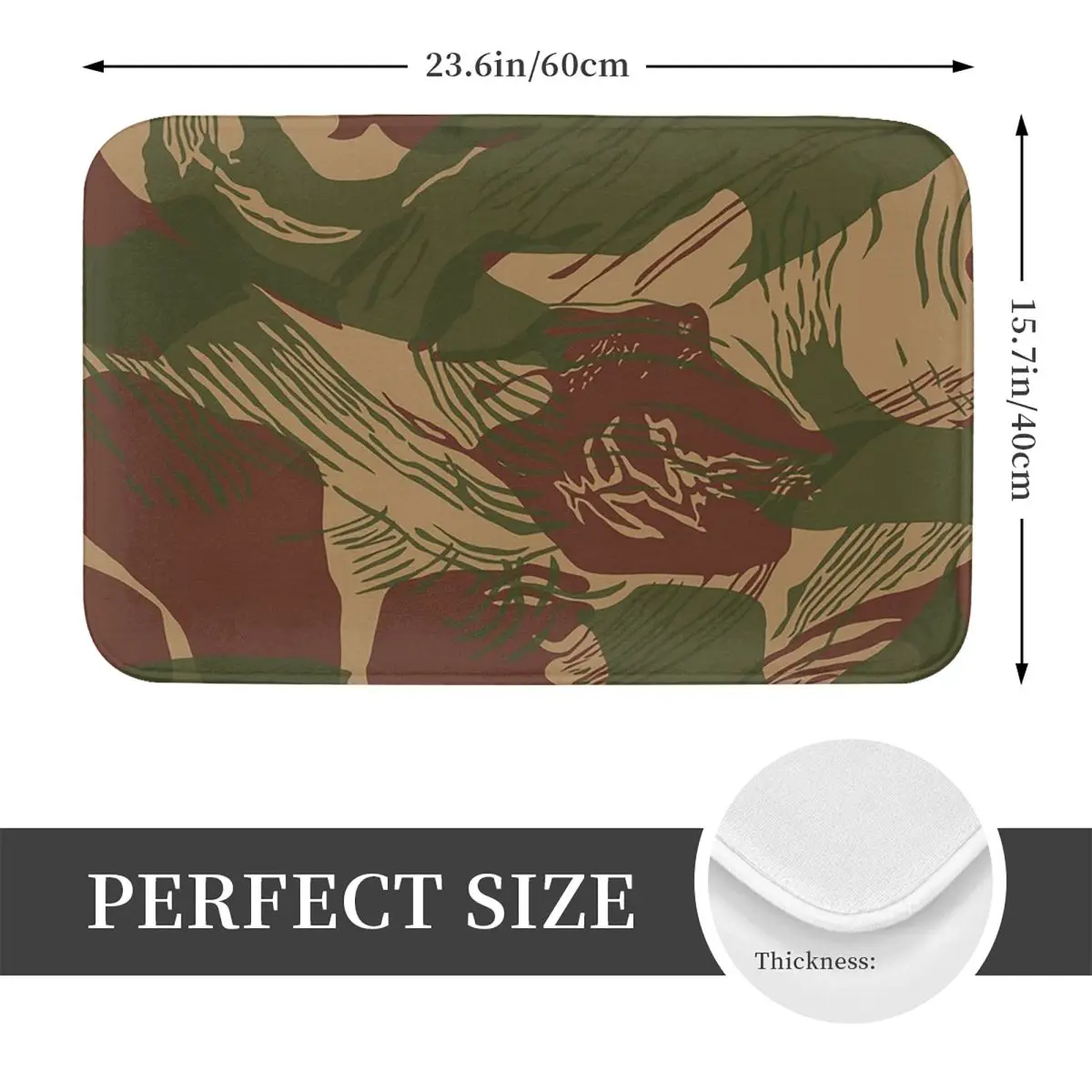 Rhodesian Brush Stroke Camouflage Non-slip Doormat Floor Mat Cushion Carpet Rug for Kitchen Entrance Home Balcony Footpad Mats