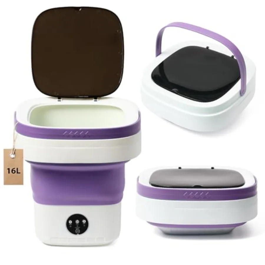 

Mini Portable Foldable Washer - 16L Portable Washing Machine, Spin dryer, Small Folding Washing Machine 3 Cleaning Modes for Ba