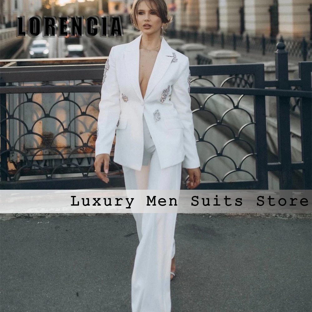 Elegant Diamond Woman Suits Loose 2 Pieces Evening Trousers Crystal Suit for Female Customized Jacket Pants Woman's Clothing