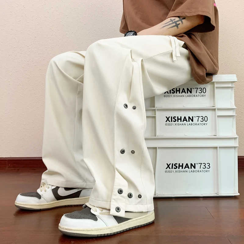 

Wide Leg Spring Autumn Versatile Lightweight Elastic Drawstring Pant Loose New Trousers Fashion Causal Breathable Men Sweatpants