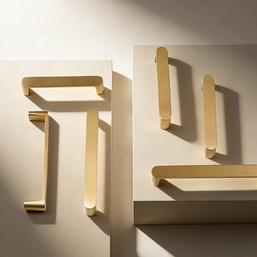 

Dooroom Solid Brass Plain Style Cabinet Handle Wardrobe Pull Brass Matte Gold Hardware Furniture Handles