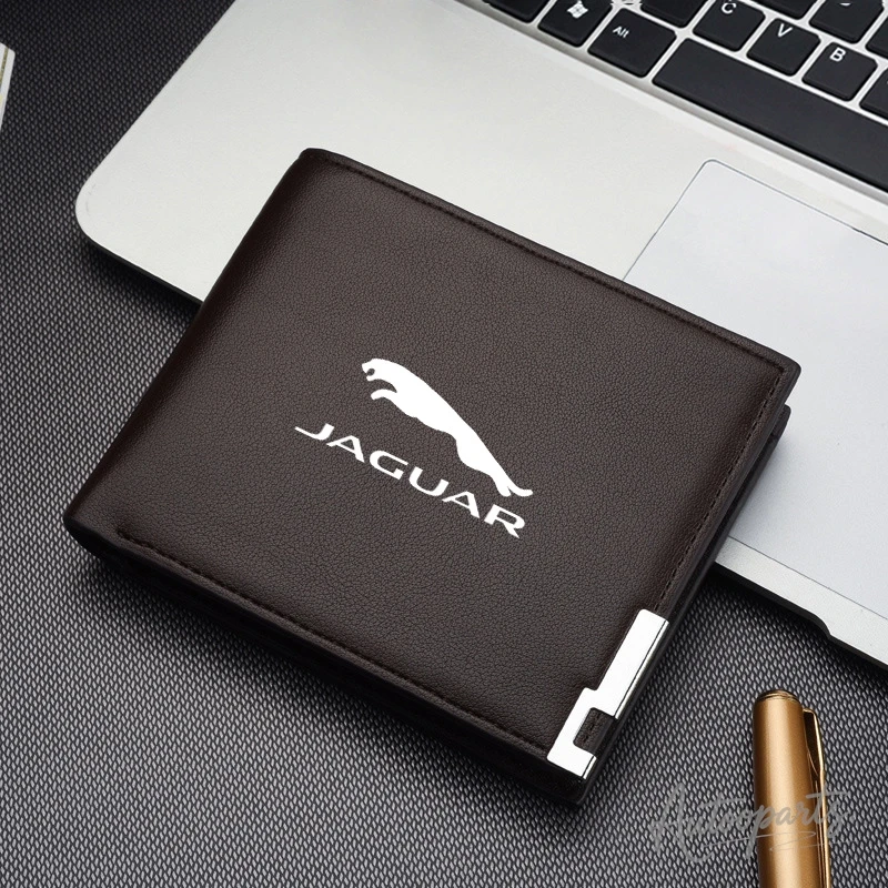 Leather Car Short Men Wallet Purse With Card Holder License Accessory For Jaguar XF F-pace I-pace XK XE XJ E-pace JS-Racing SV view 6