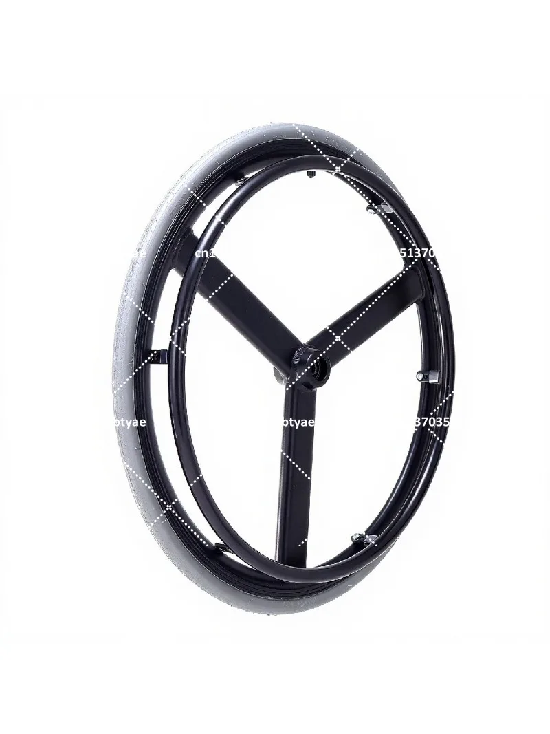 24" Quick-Release Rear Wheel for Sports Wheelchair, Aluminum Push Rim, Pneumatic Tire, 12.7mm Axle