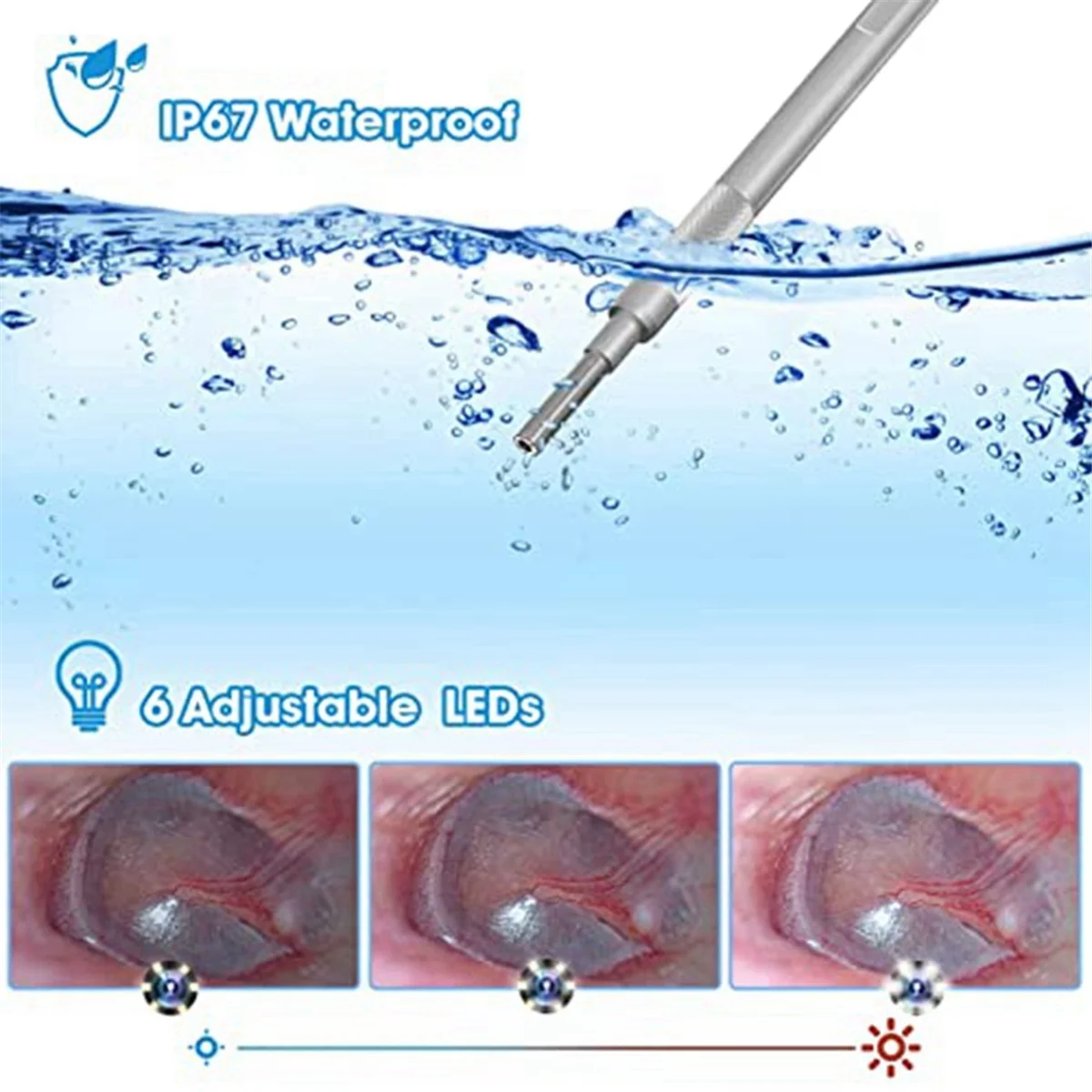 منظار الأذن الرقمي ABBR مع شاشة 7 بوصة، وكاميرا الأذن، ومغرفة الأذن المرئية تدعم لقطات الصور وتسجيل الفيديو،