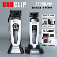 White BRDCLIP Brushless Motor Hair Clipper 7500RPM Ultra Thin Moving Blade Base Magnetic Upper Lid Cordless Trimmer