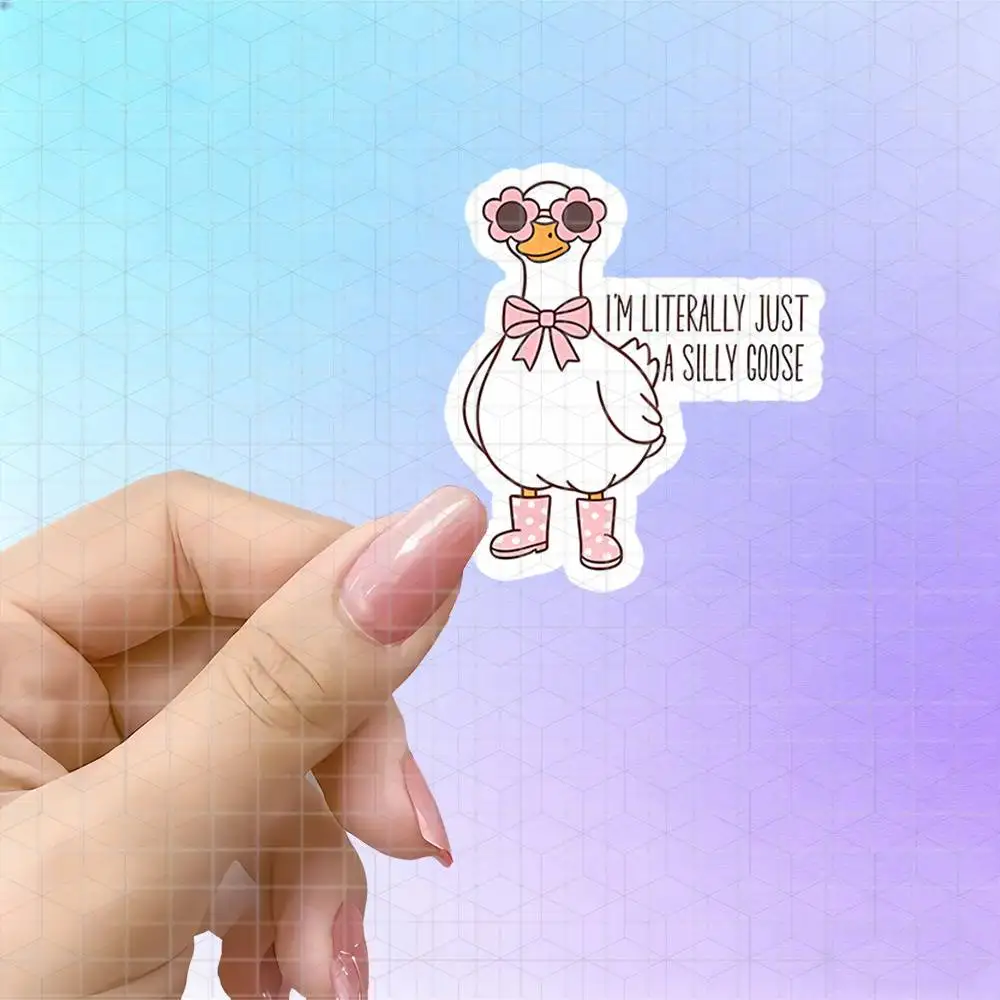 Playful White Goose Forgetful Humor Vinyl Sticker Matte Decal For Water Cup Handbook Tablet Cute Casual Daily