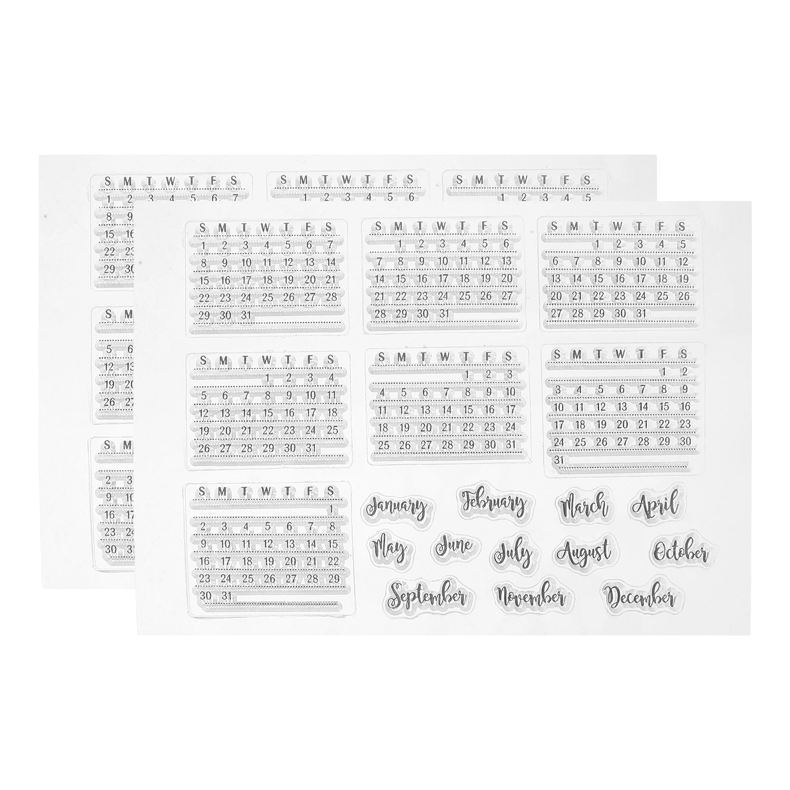 

2pcs Transparent Silicone Calendar Clear Stamp Set For Diy Planners Journaling Scrapbooking Accurate Year Month Day Planning