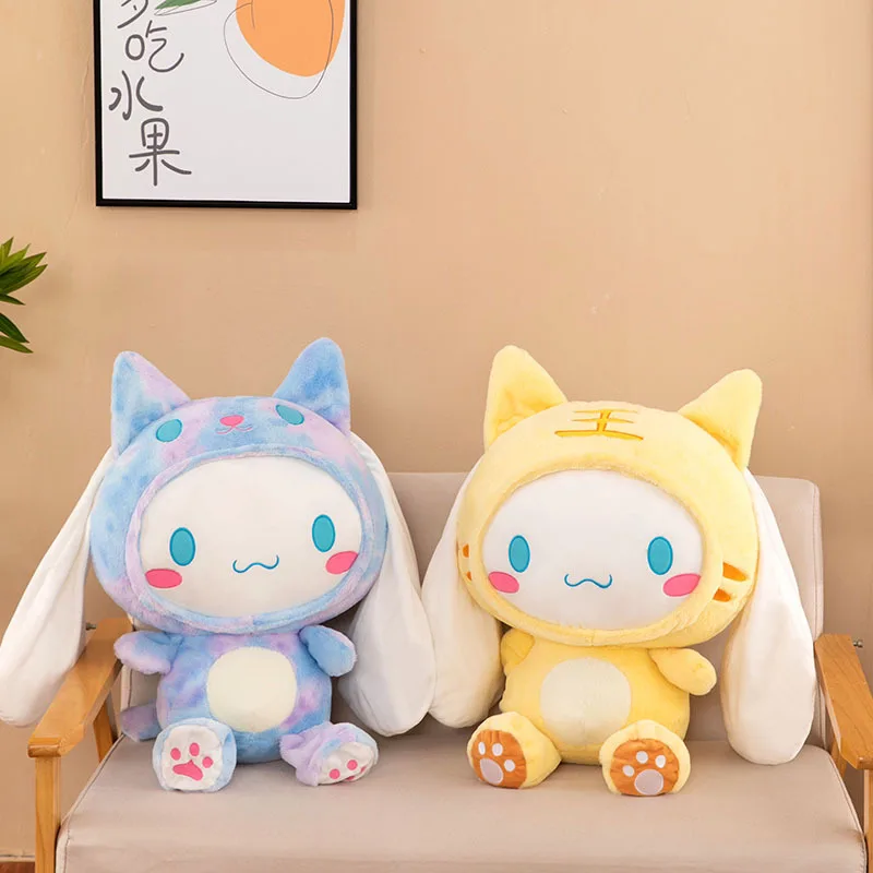 Kawaii sanrio japonês dos desenhos animados feminino coração cinnamoroll bonito plushie brinquedo macio bonecas de pelúcia brinquedos para o presente de aniversário das crianças