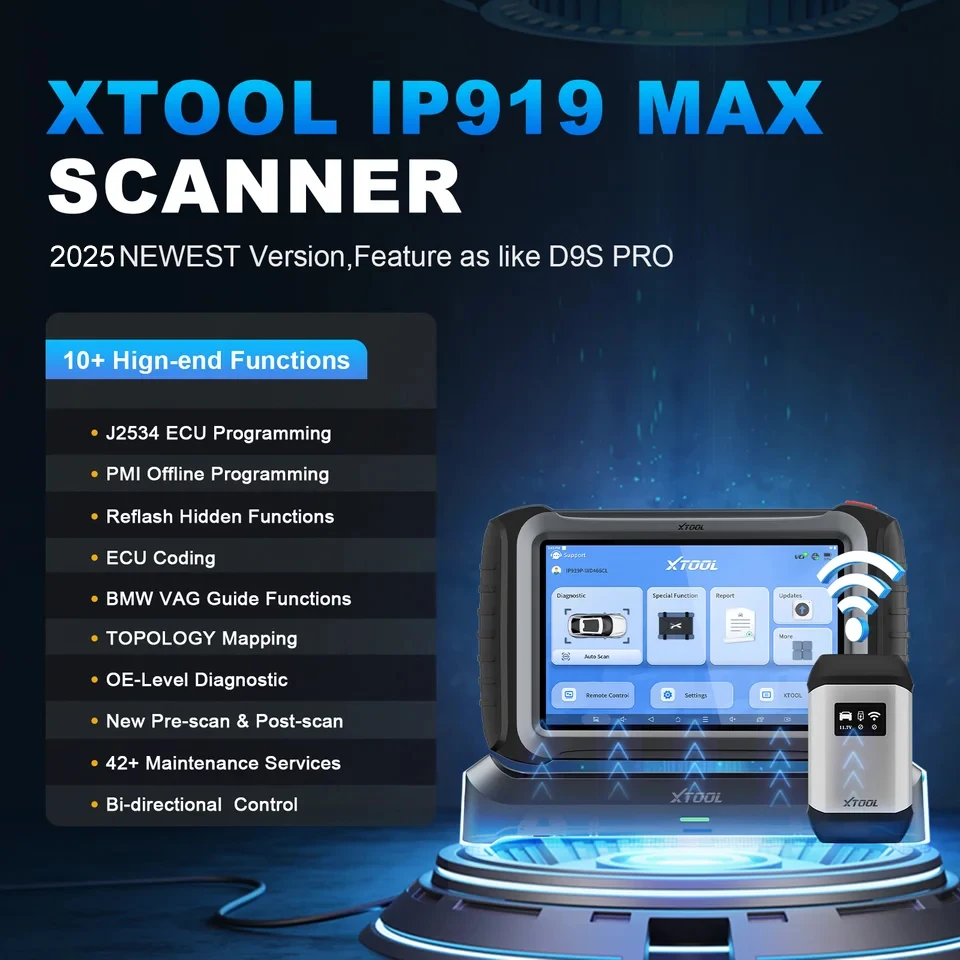 XTOOL InPlus IP919 MAX, Herramientas de Programación de ECU J2534 para Benz y BMW, Escáner de Diagnóstico Bluetooth, 42+ Servicios, Actualización Gratuita por 3 Años.