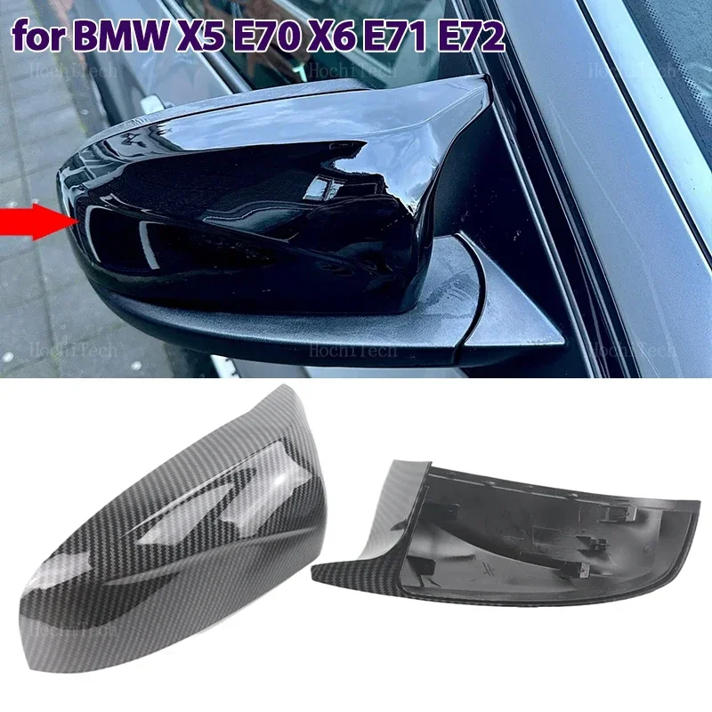 

1 pair M style Carbon Fiber Look Black Rearview Side Mirror cover Caps for BMW X5 E70 X6 E71 2008-2013 replacement