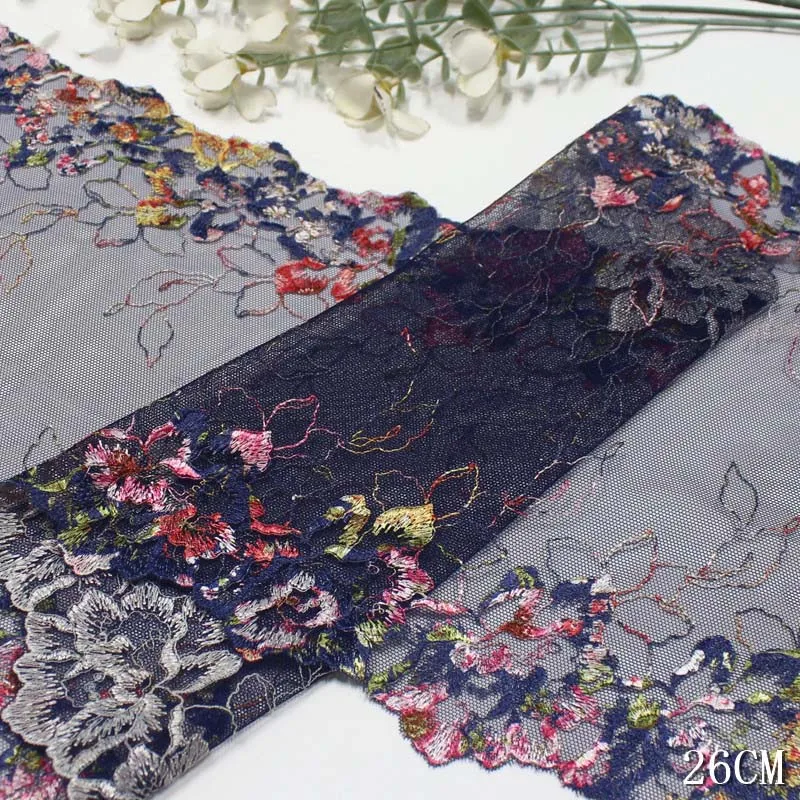 30Yards Colorful Floral Embroidery Lace Trim Clothing Accessories Dress Sleeve Sewing Lingerie High Quality