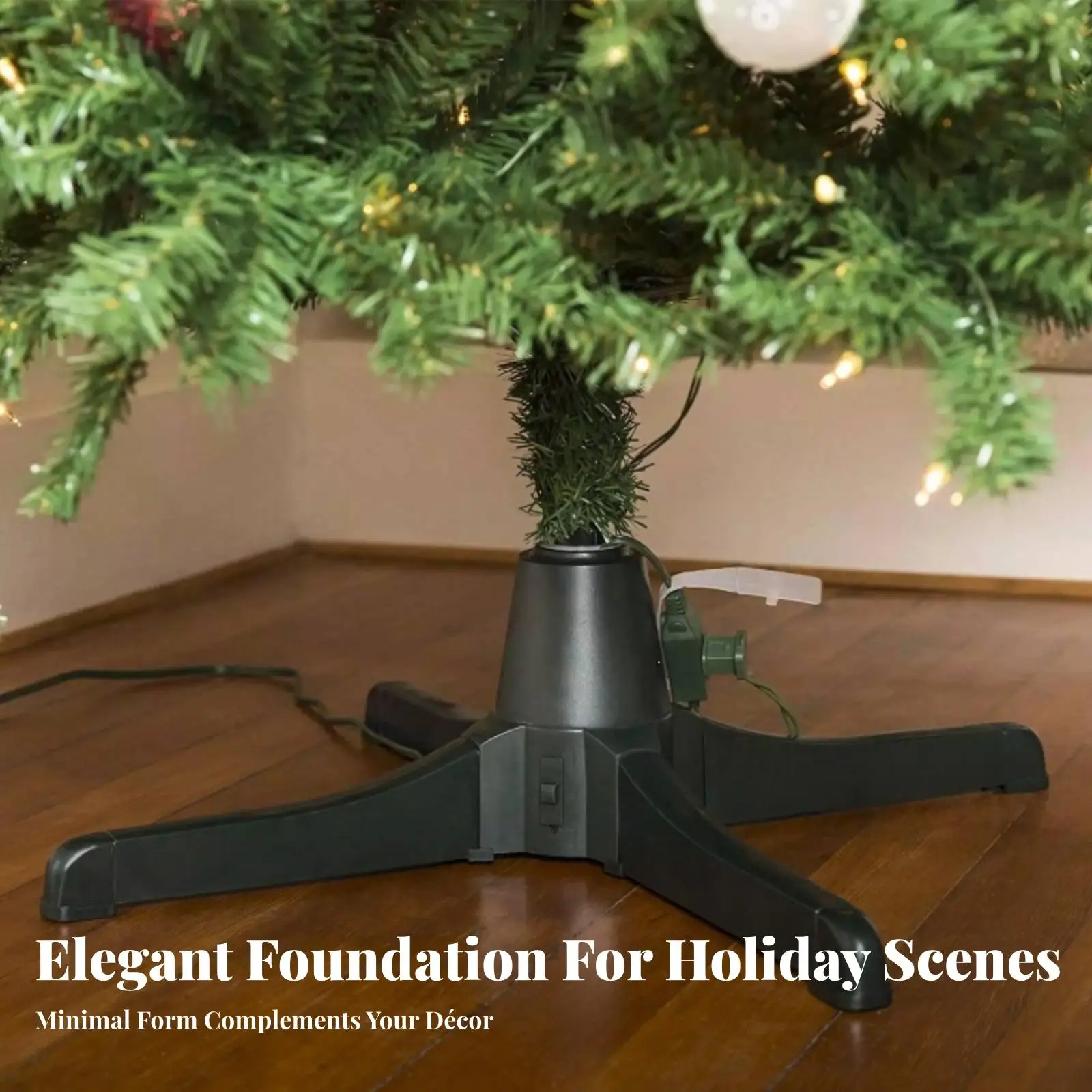 Motorized Rotating Tree Stand for Artificial Christmas Trees 360 Degree Spinning Base with Power Cord and Control Switch