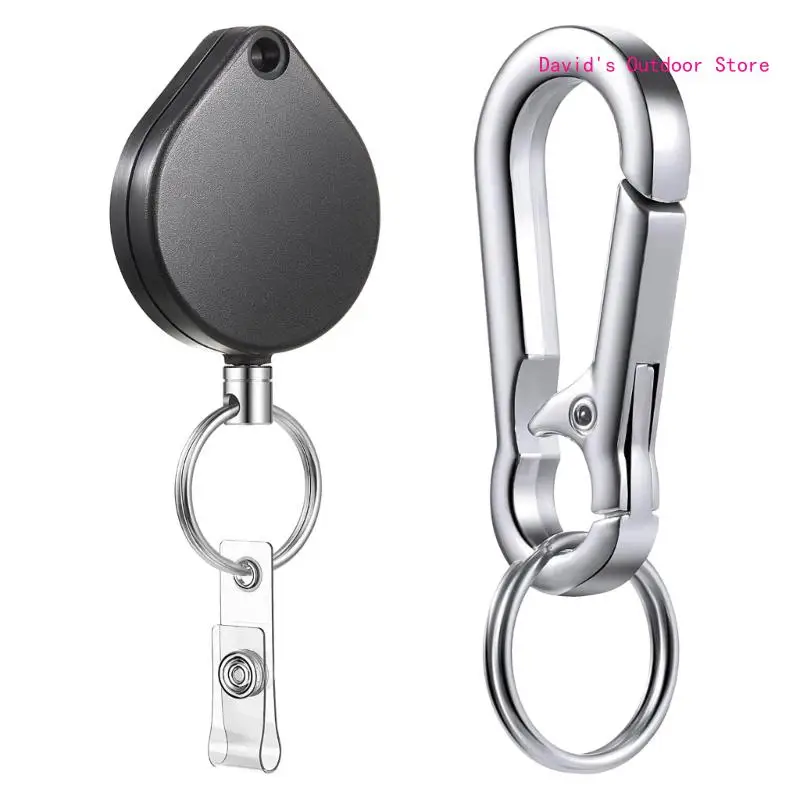 

Retractable Keyring Heavy Duty Retractable Keychain Strong Keychain Badge Holder X3UA